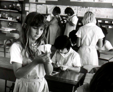 Children learning origami